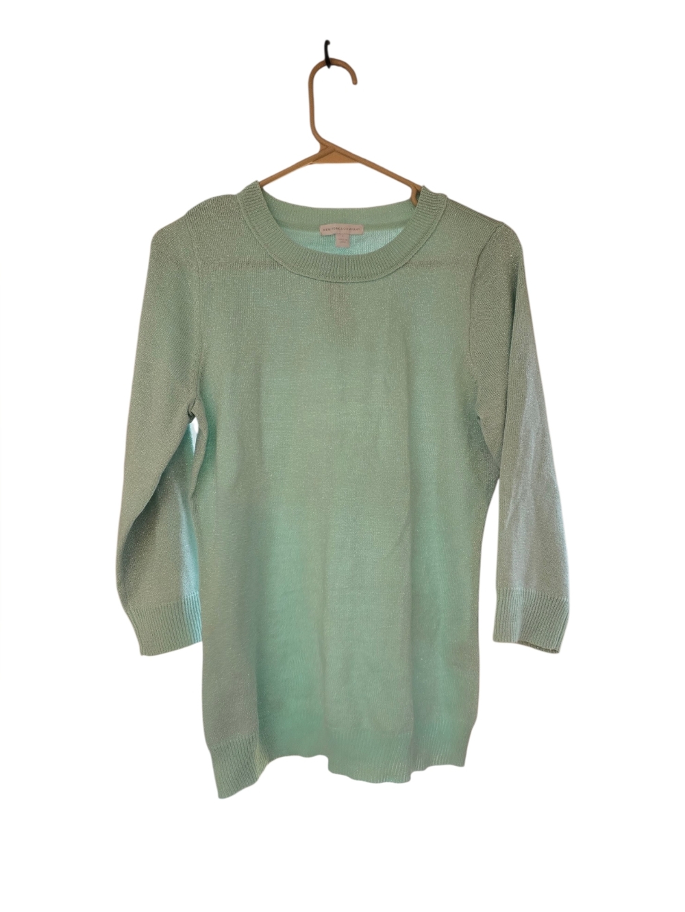 New York & Company Pastel Mint Blue Crewneck Sweater